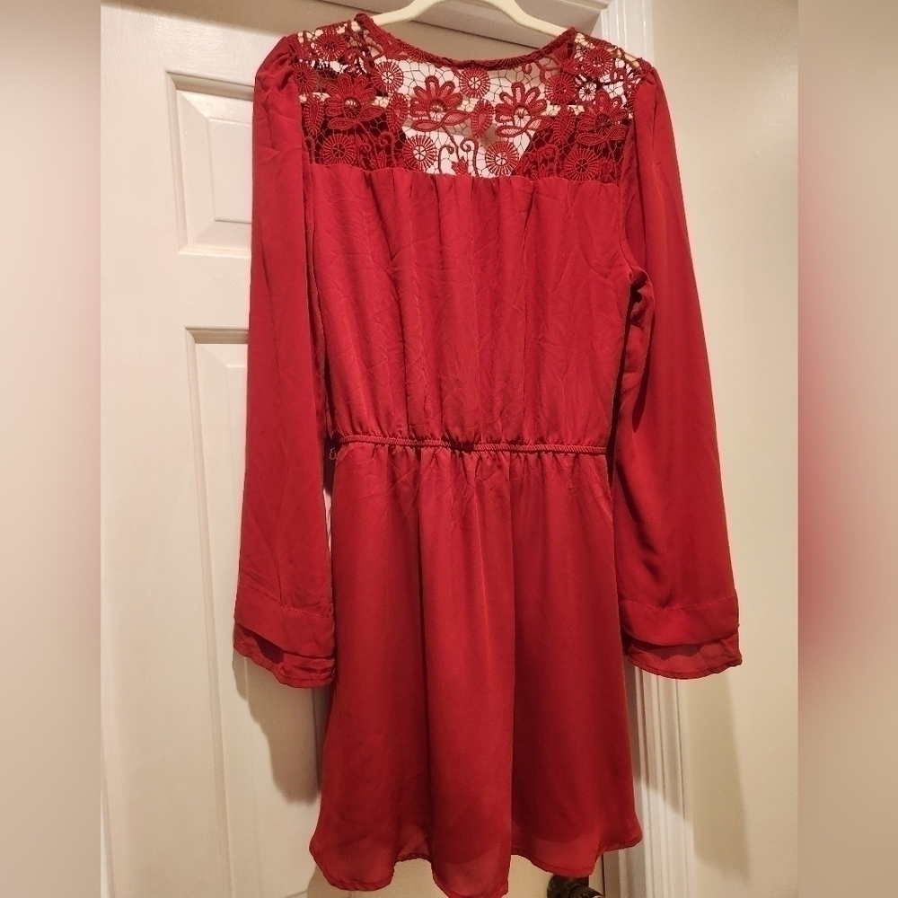 Gb rust red orange bell sleeve dress Size large - Picture 4 of 8